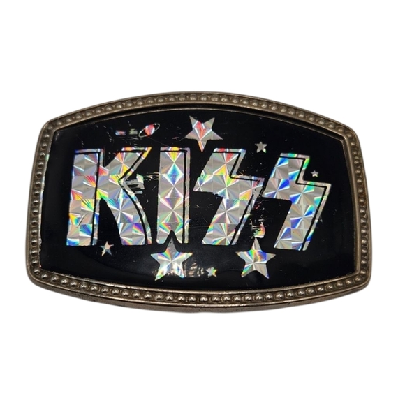 KISS Rock Band Vintage Belt Buckle Silver Prism Logo Stars & Planets 1977 - Picture 5 of 5